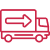 Delivery van icon with a location pin and a back-arrow, indicating a return shipment option.