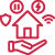 Open hand supporting a house icon with a shield and checkmark, symbolizing home protection or insurance safety.